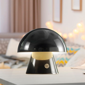 Porcini 7" Contemporary Bohemian Rechargeable/Cordless Iron Integrated LED Mushroom Table Lamp - JONATHAN Y